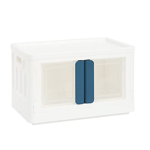 Plastic Storage Box - Collapsible with Lid And Wheels in Blue