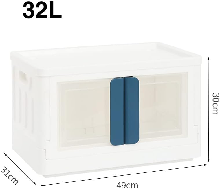 Plastic Storage Box - Collapsible with Lid And Wheels in Blue