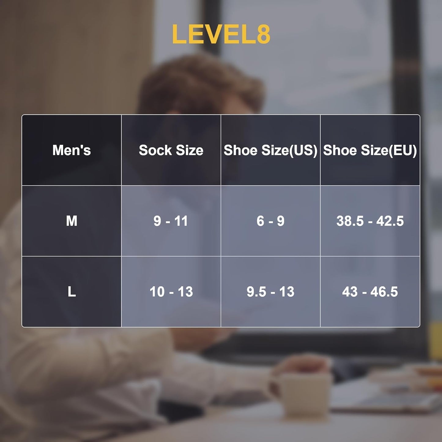 LEVEL8 Men's Socks 6Pairs, Size 9-11