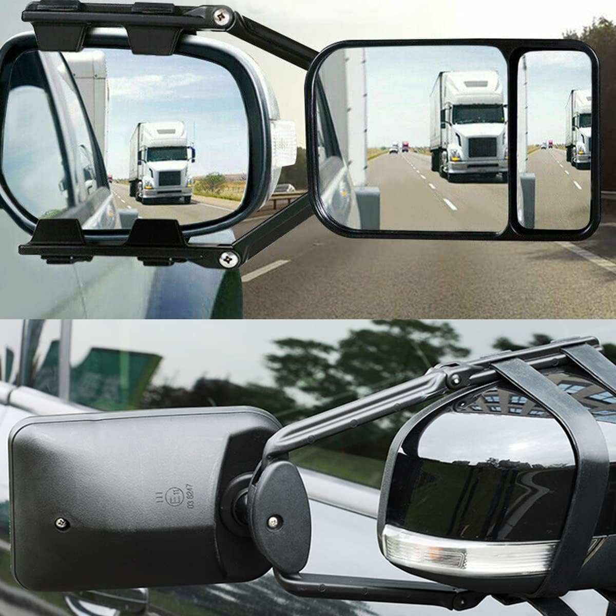 Universal Black Extension Rearview Mirrors for Cars, Trailers, RVs, Caravans