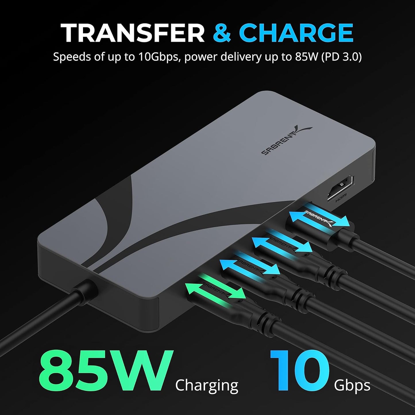 SABRENT USB C Hub Travel USB 6-in1 Docking Station