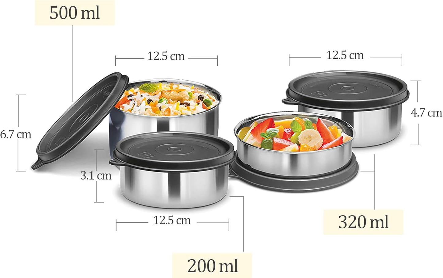 MILTON Tasty 4 Stainless Steel Lunch Box - Set of 4