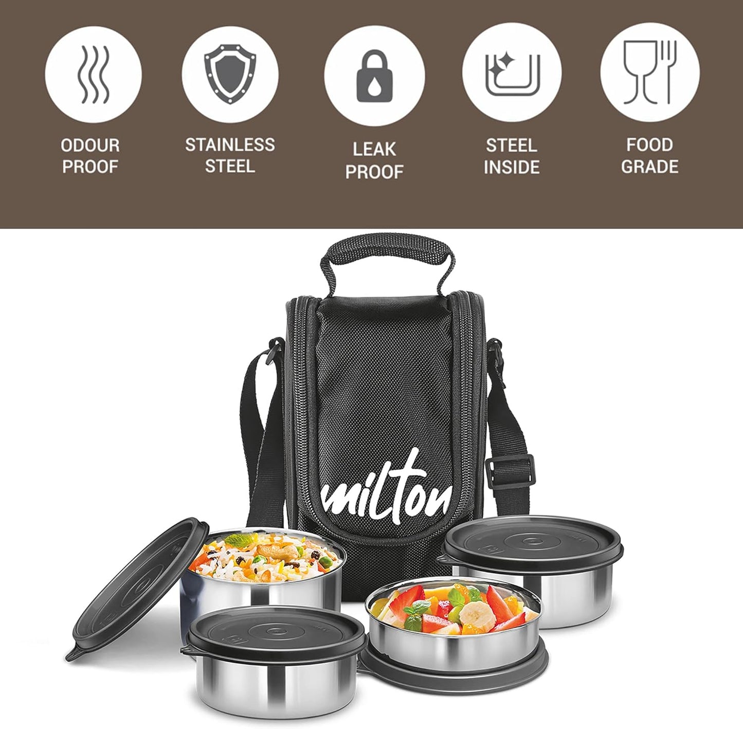 MILTON Tasty 4 Stainless Steel Lunch Box - Set of 4