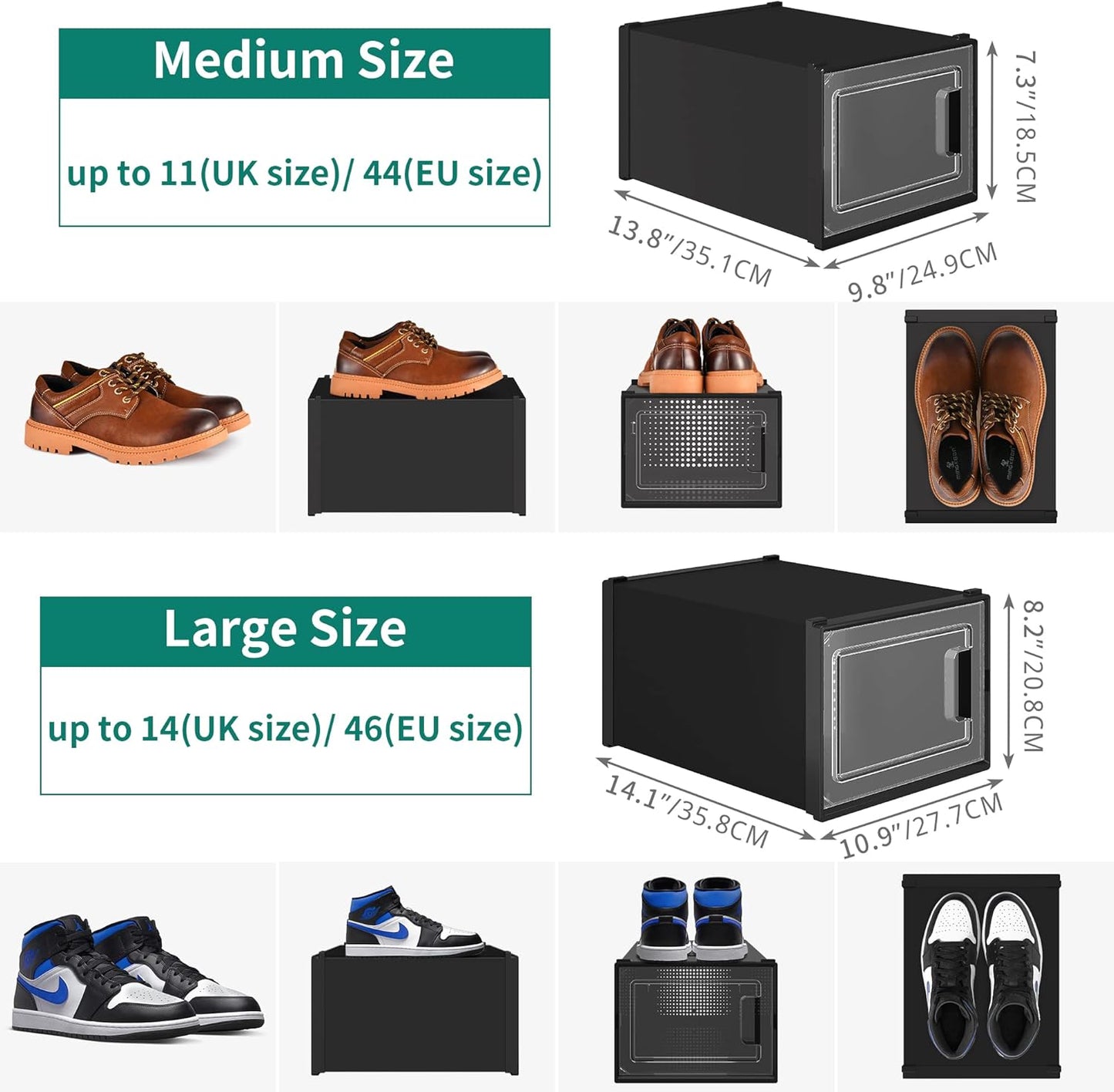 YITAHOME Shoe Box, 18Pcs Stackable Shoe Containers