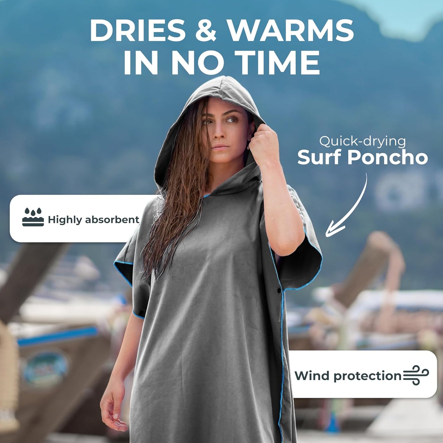 NirvanaShape Towel Poncho for Adults