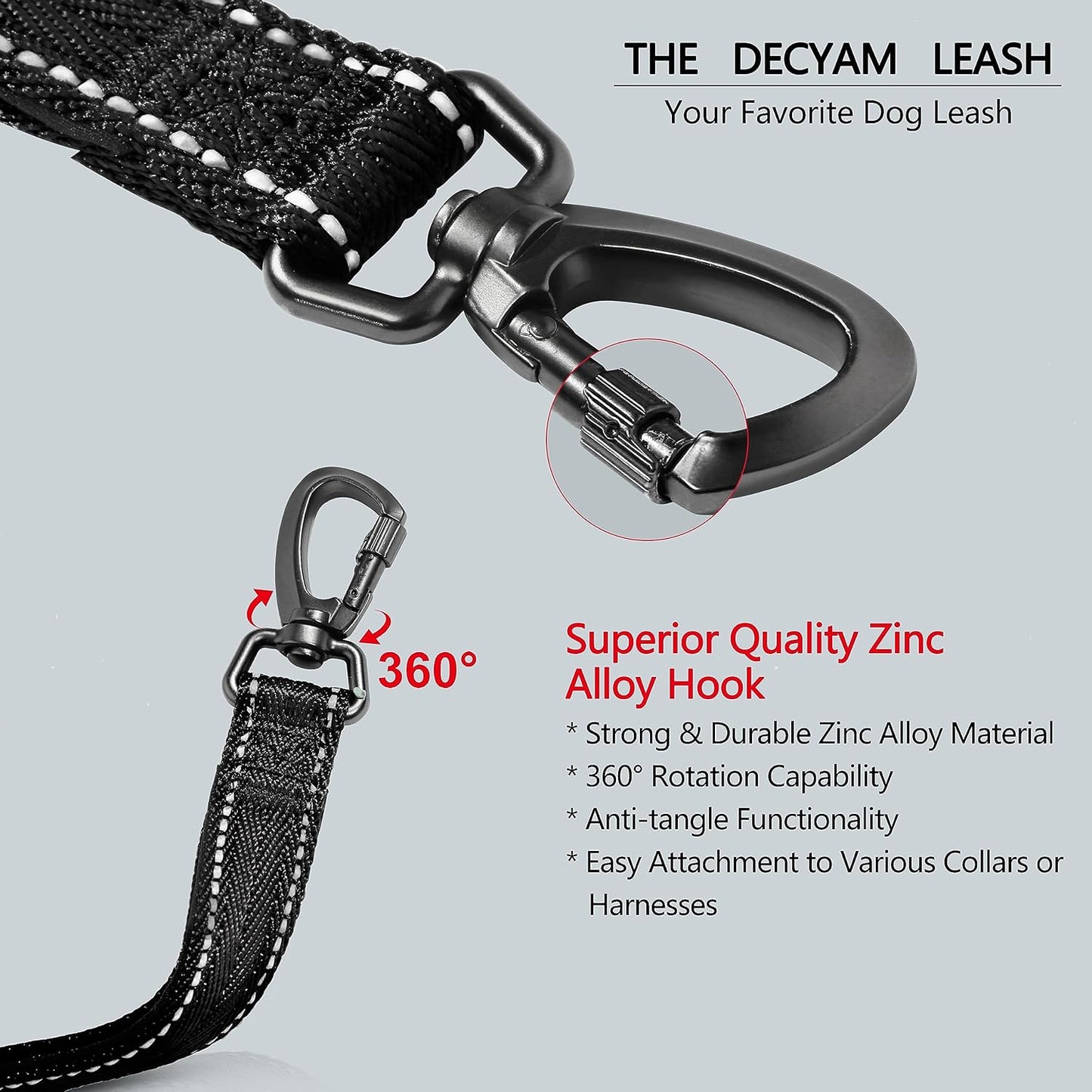 Decyam Dog Lead - 8ft Adjustable Slip Lead for Pets