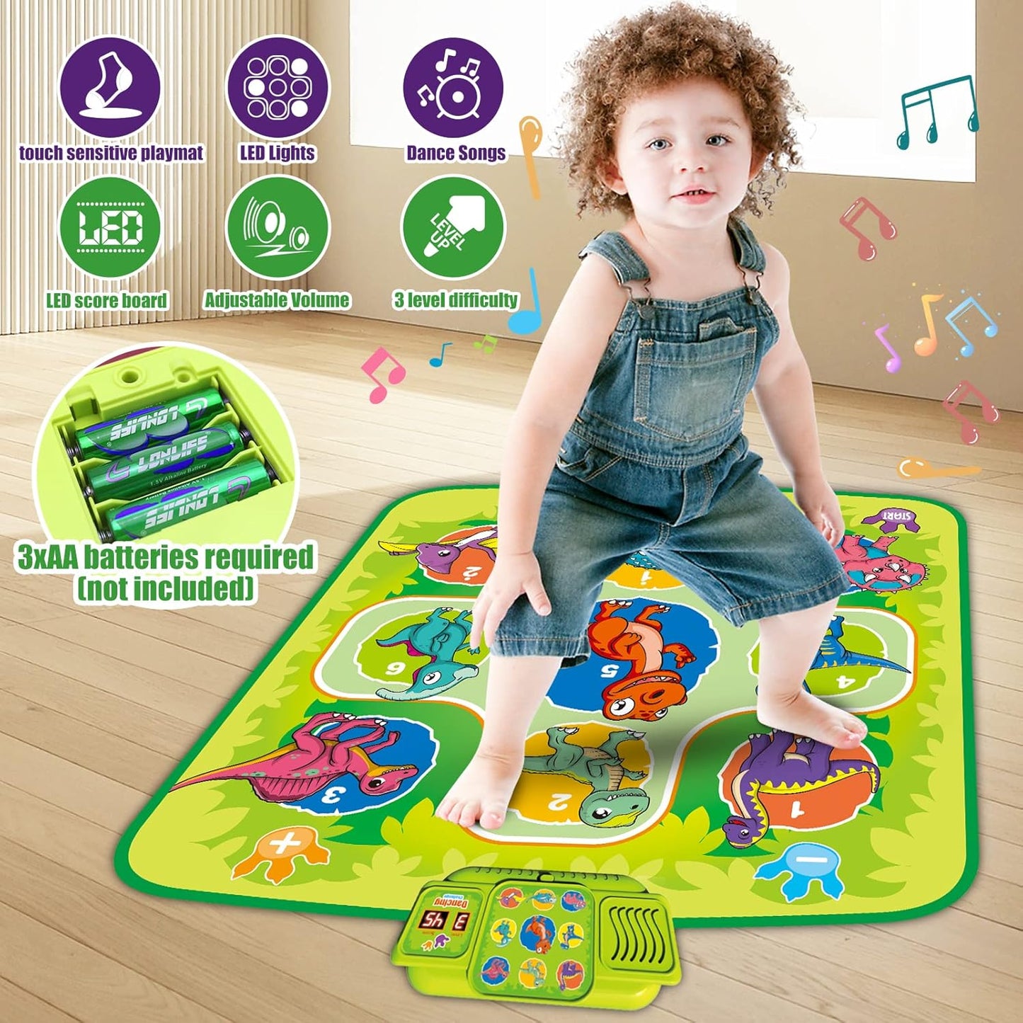 Growinlove Interactive Dinosaur Dance Mat – Fun, Music & Exercise Combined for Kids