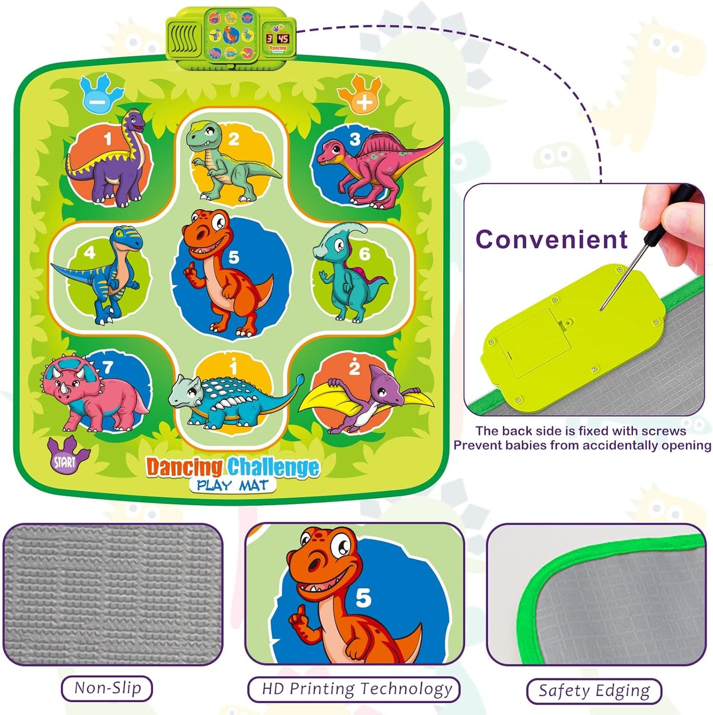 Growinlove Interactive Dinosaur Dance Mat – Fun, Music & Exercise Combined for Kids