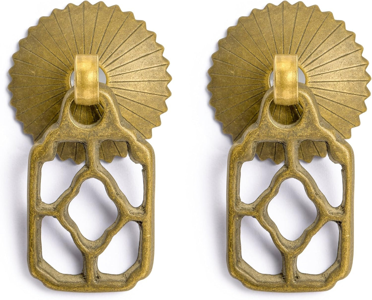 Antique Brass Flower Box Pull Set  - Set of 2