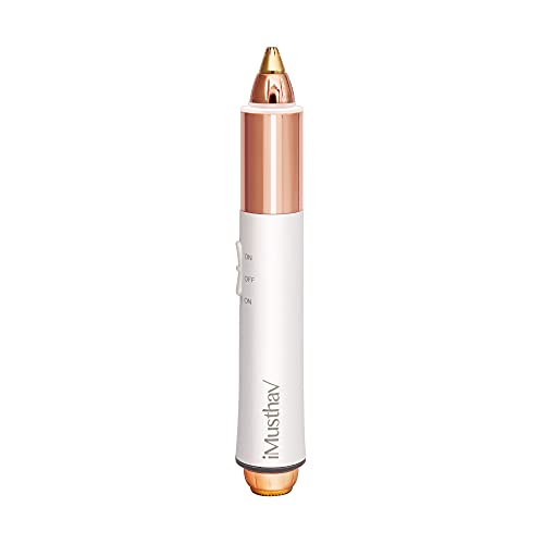 iMusthav Dual Function Brow & Facial Hair Remover USB Rechargeable. Precision “Pencil-tip” 18K Gold Plated Heads 360-degree LED Light. All Your Facial Hair Removal Needs in one Unit (Crystal White)