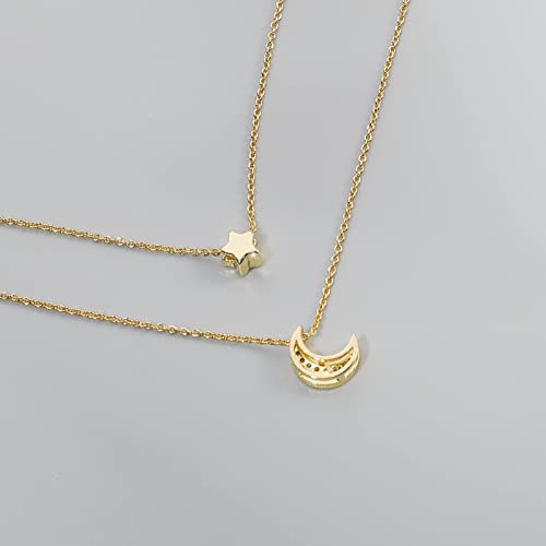 Lyskicnyn Layered Gold Necklaces for Women Jewelry Dainty Moon and Star Pendant Choker Necklaces for Mothers Day Gifts