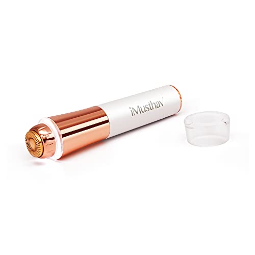 iMusthav Mini Facial Hair Remover for Women 18K Gold-plated hypoallergenic head, 360-degree LED light. Compact handbag friendly design Perfect maintaining a smooth hair free complexion (Crystal White)