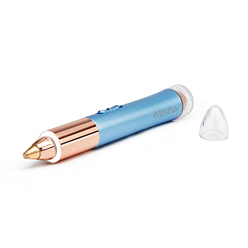 iMusthav Dual Function Brow & Facial Hair Remover USB Rechargeable. Precision “Pencil-tip” 18K Gold Plated Heads 360-degree LED Light. All Your Facial Hair Removal Needs in one Unit (Crystal Blue)