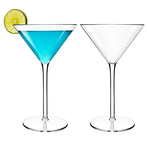 MICHLEY Unbreakable Cocktail Martini Glasses Tritan-Plastic Drinking Goblets Set, Dishwasher Safe and BPA-FREE, Classic Martini Glasses 260ml set of 2