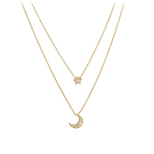 Lyskicnyn Layered Gold Necklaces for Women Jewelry Dainty Moon and Star Pendant Choker Necklaces for Mothers Day Gifts