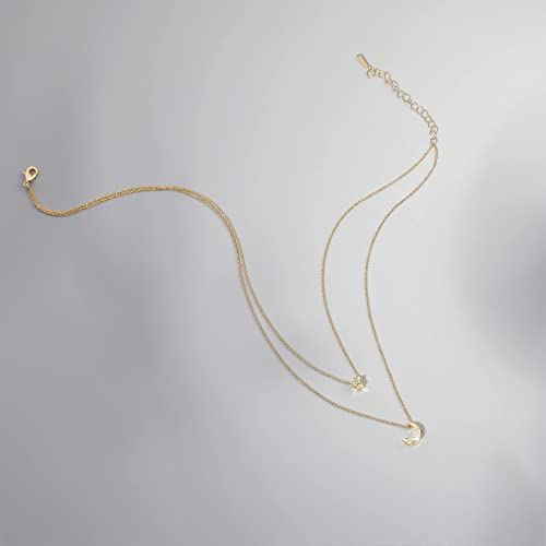 Lyskicnyn Layered Gold Necklaces for Women Jewelry Dainty Moon and Star Pendant Choker Necklaces for Mothers Day Gifts