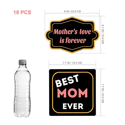 Mothers Birthday Photo Booth Props - 18pcs I Love You Best Mom Ever 2023 Thanks Mom Party Favors