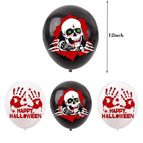 LONGSHUNXING Halloween Balloons Party Decorations Set 40 Pack Halloween Decor Including with 20pcs Creepy Halloween Banner Latex Balloons and 17pcs Halloween Cupcake Decorations