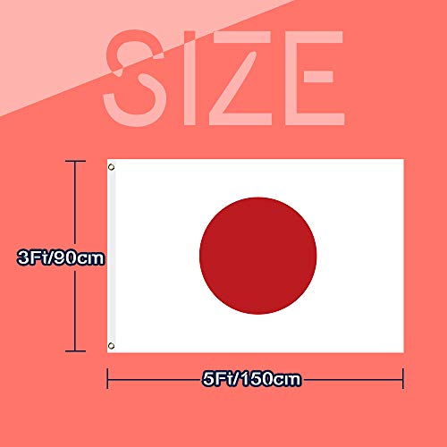 QSUM Japan Flag - 400D Polyester Premium Quality - Japanese National Flags Polyester with Vivid Color and UV Fade Resistant, Hinomaru flag, 90x150cm