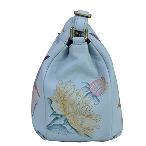 Anuschka Women’s Genuine Leather Convertible Medium Bag - Hand Painted Exterior - Rainbow Birds