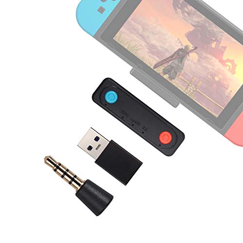 LiNKFOR Bluetooth Transmitter apt-X USB Type-C Bluetooth 5.0 Audio Adapter Wireless In-game Chat with USB-C to USB-A Connector and External Microphone for Switch PS4 Switch Lite PC Android Phones