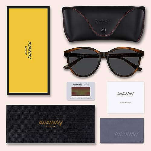 AVAWAY Fashion Sunglasses for Women Polarised UV Protection Ladies Eyewear for Photography Wandern Travelling Driving, Acetate Frame, Category 3