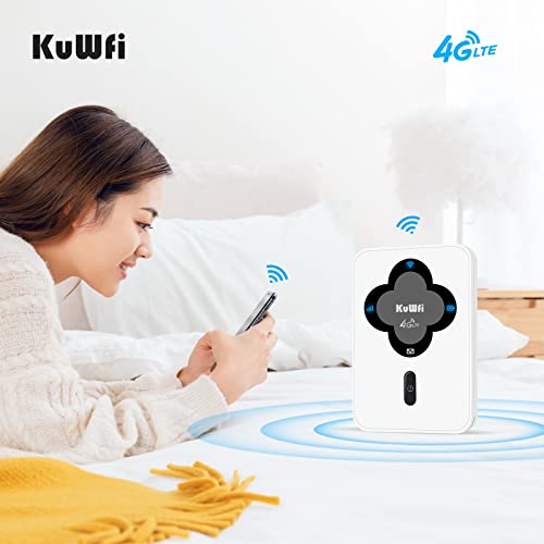 KuWFi Mobile Hotspot Router,4G LTE Mobile Wi-Fi Unlocked Wireless Modem,150 Mbps 4G LTE Portable WIFI Route,4G Outdoor Router For Travel with Indicator Light Battery Powered WIFI Router