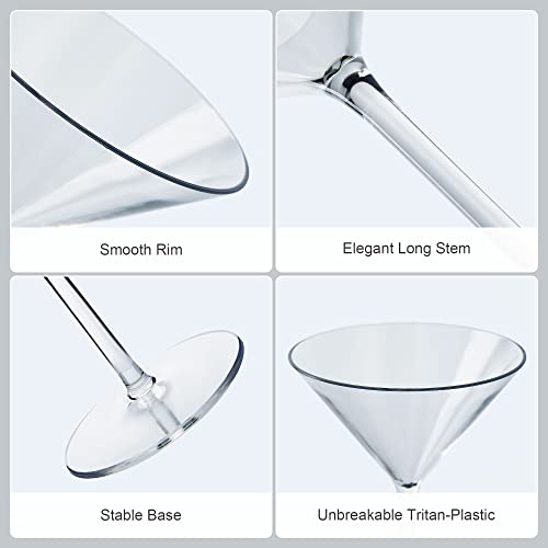 MICHLEY Unbreakable Cocktail Martini Glasses Tritan-Plastic Drinking Goblets Set, Dishwasher Safe and BPA-FREE, Classic Martini Glasses 260ml set of 2