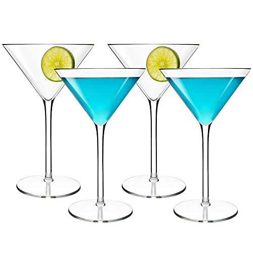 MICHLEY Unbreakable Cocktail Martini Glasses Tritan-Plastic Drinking Goblets Set, Dishwasher Safe and BPA-FREE, Classic Martini Glasses 260ml set of 4