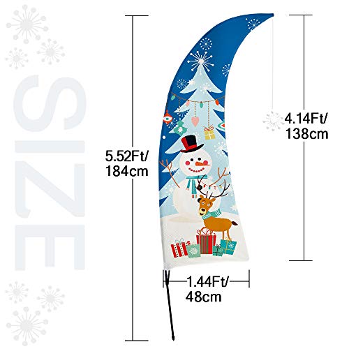 QSUM Christmas Decorations, Xmas Feather Flag Swooper Flag with Pole Kit, Advertising Feather Flag for Christmas Decor