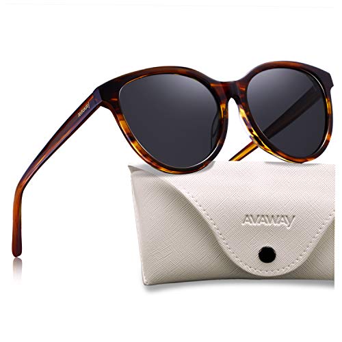 AVAWAY Fashion Sunglasses for Women Polarised UV Protection Ladies Eyewear for Photography Wandern Travelling Driving, Acetate Frame, Category 3