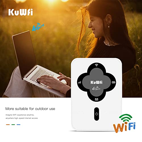 KuWFi Mobile Hotspot Router,4G LTE Mobile Wi-Fi Unlocked Wireless Modem,150 Mbps 4G LTE Portable WIFI Route,4G Outdoor Router For Travel with Indicator Light Battery Powered WIFI Router