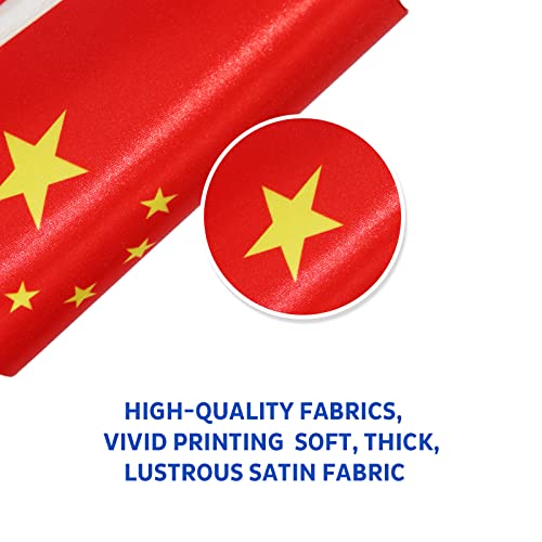 China Table Flag for Office Desk Decor, Chinese Desk Flag for Table Decor, Include Stainless Steel Base and Adjustable Pole