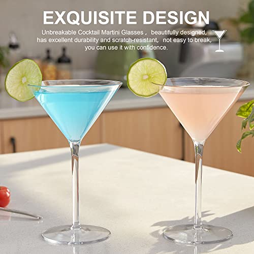 MICHLEY Unbreakable Cocktail Martini Glasses Tritan-Plastic Drinking Goblets Set, Dishwasher Safe and BPA-FREE, Classic Martini Glasses 260ml set of 2