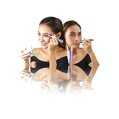 iMusthav Dual Function Brow & Facial Hair Remover USB Rechargeable. Precision “Pencil-tip” 18K Gold Plated Heads 360-degree LED Light. All Your Facial Hair Removal Needs in one Unit (Amethyst)