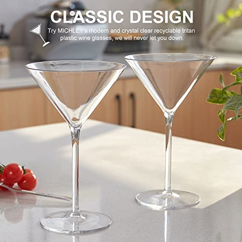 MICHLEY Unbreakable Cocktail Martini Glasses Tritan-Plastic Drinking Goblets Set, Dishwasher Safe and BPA-FREE, Classic Martini Glasses 260ml set of 2