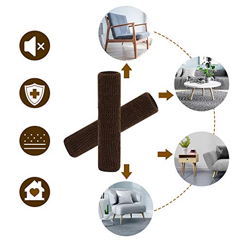 Chair Leg Floor Protectors, 24 PCS Chair Socks Protect Wood Furniture Carpet, Chair Feet Caps Anti Scratch Anti Noise, Brown