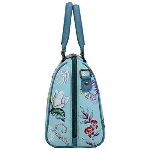 Anuschka Hand Painted Leather Women's Zip Around Classic Satchel - Jardin Bleu