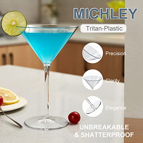 MICHLEY Unbreakable Cocktail Martini Glasses Tritan-Plastic Drinking Goblets Set, Dishwasher Safe and BPA-FREE, Classic Martini Glasses 260ml set of 2