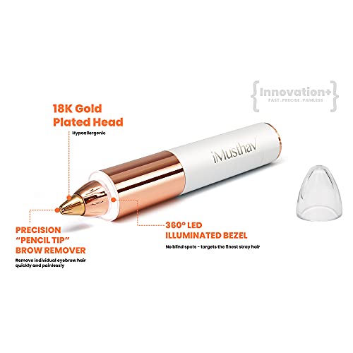 iMusthav Mini EyeBrow Remover for Women:18K Gold-plated hypoallergenic Precision pencil-tip, 360-degree LED light. Compact design Perfect for Brow shaping between salon visits (Amethyst)