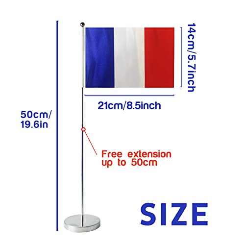 France Table Flag 9" x 6"- French Desktop Desk Flag with Sticks & Bases