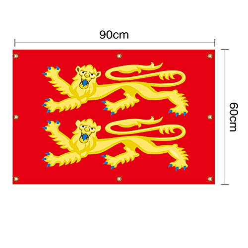 QSUM Old Historic England King Richard iii Flag, Premium Quality 165D Polyester Knights and Lionheart Medieval Flag 90 x 60cm