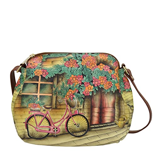 Anuschka Women’s Hand Painted Genuine Leather Multi Compartment Medium Bag - Vintage Bike