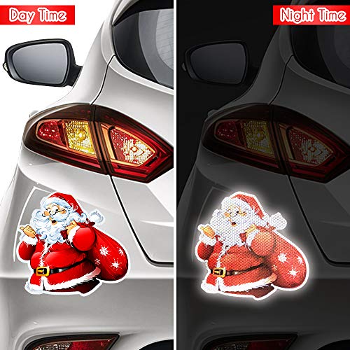 QSUM Christmas magnets for fridge, 2 PCS Santa Claus Reflective Christmas Magnet for Cars Christmas Decorations for Christmas Party New Year Holiday Decor