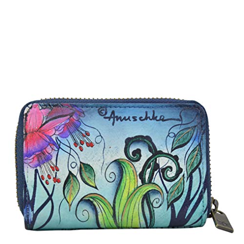 Anuschka Women’s Hand-Painted Genuine Leather Accordion Style Credit And Business Card Holder - Enchanted Garden