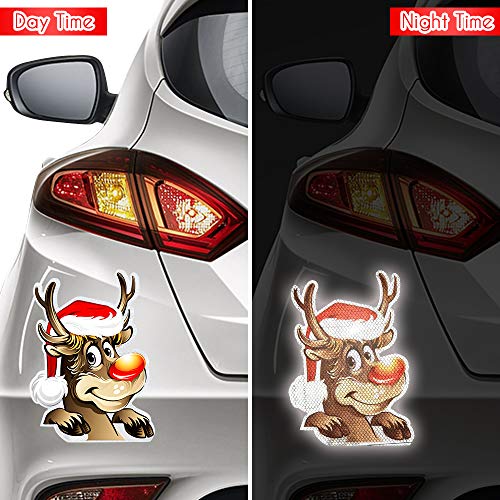 QSUM Christmas Decorations, Christmas Elk Magnets, 2 PCS Strong Magnetic Stickers Reflective Christmas Magnet for Fridge Cars Christmas Decoration