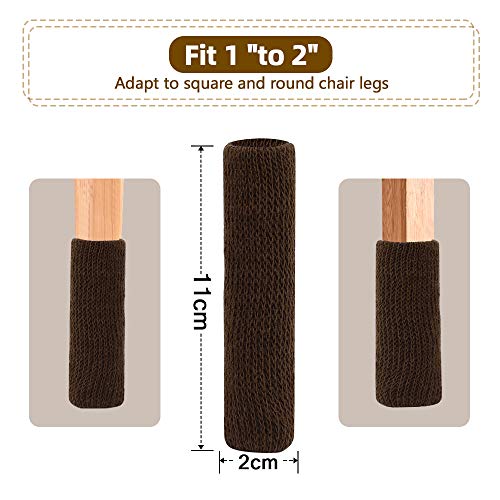 Chair Leg Floor Protectors, 24 PCS Chair Socks Protect Wood Furniture Carpet, Chair Feet Caps Anti Scratch Anti Noise, Brown