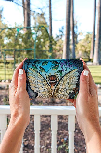 Anuschka Hand-Painted Women’s RFID Genuine Leather Two Fold Organizer Wallet - Enchanted Garden