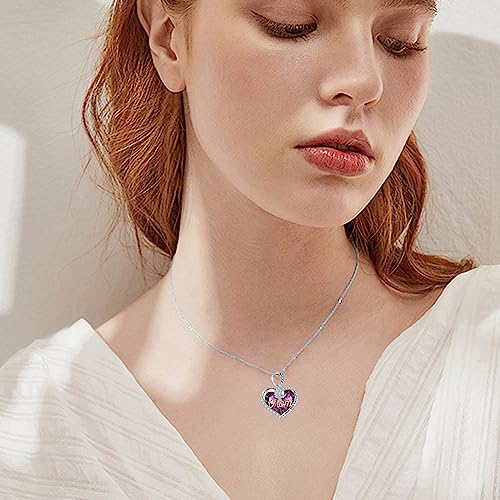 TOUPOP Mum Necklace Jewellery for Mother Sterling Silver Inifity Heart Pendant for Women Purple Crystal Necklace for Mother from Daughter, Birthdtay Gifts for Mum Mother's Day Gifts from Son