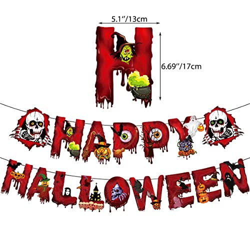 LONGSHUNXING Halloween Balloons Party Decorations Set 40 Pack Halloween Decor Including with 20pcs Creepy Halloween Banner Latex Balloons and 17pcs Halloween Cupcake Decorations